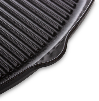 Сковорода гриль чугунная с эмалированным покрытием, цвет черный (37,5х22,5х3 см) фото 3