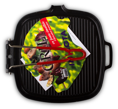 Сковорода гриль чугунная с эмалированным покрытием, цвет черный (27,5х25,5х3 см) фото 3