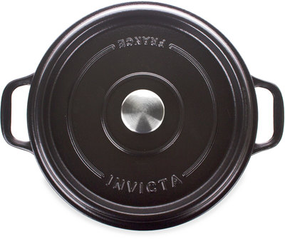 Кастрюля с крышкой чугунная с эмалированным покрытием, цвет черный (26 см, 5 л) фото 4