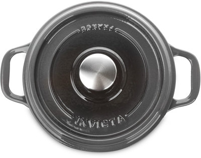 Кастрюля с крышкой чугунная с эмалированным покрытием, цвет темно-серый (20 см, 2.5 л) фото 4