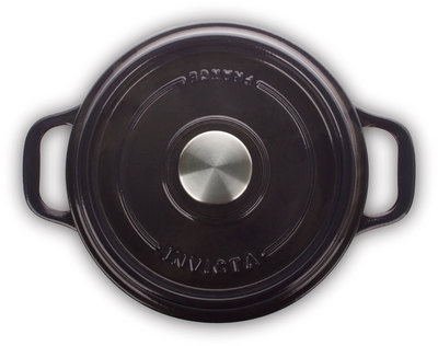 Кастрюля с крышкой чугунная с эмалированным покрытием, цвет темно-серый (24 см, 4 л) фото 1